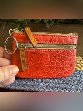 Dooney & Bourke Red Croc-Embossed Leather Key & Card Holder